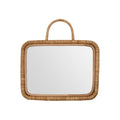 Woven Rattan Wall Mirror with Handle - Rustic Home Decor**