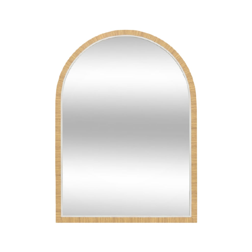 **Arched Bamboo Frame Mirror – Elegant Wall Décor for Home & Office**